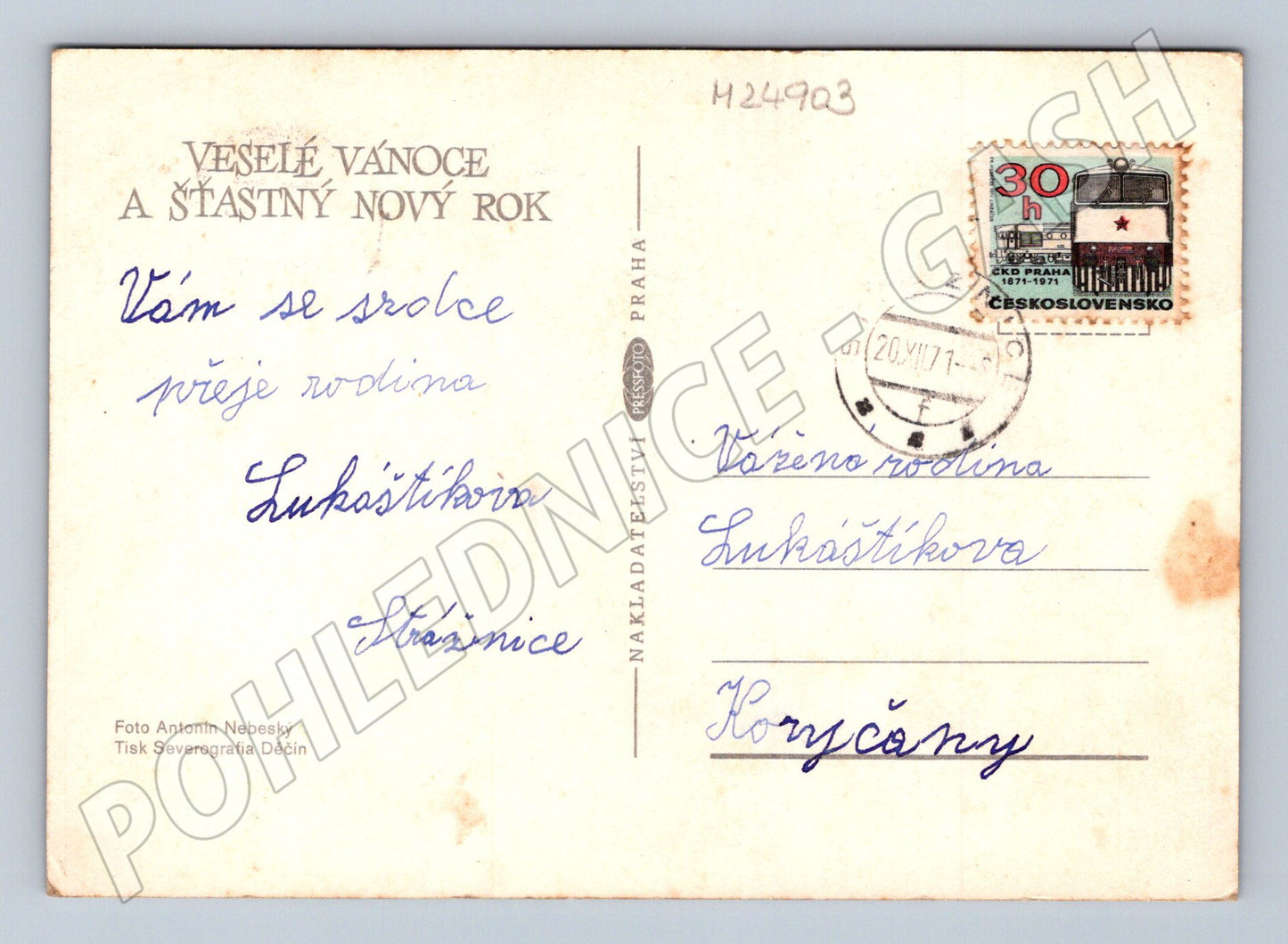 Pohlednice Vánoční zátiší 1971 (M24903)