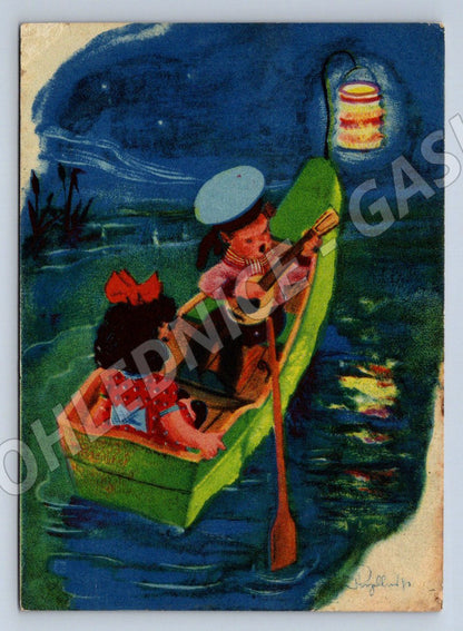 Night and boat singing and vintage music (M2493)