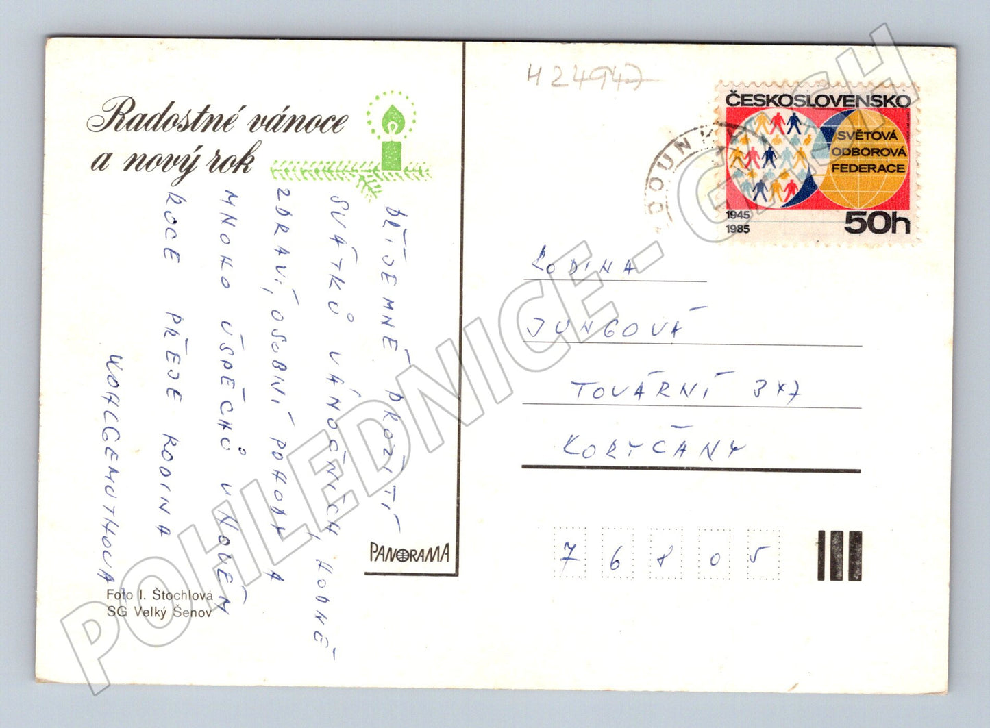 Pohlednice Vánoční zátiší jablko ořechy 1985 (M24947)