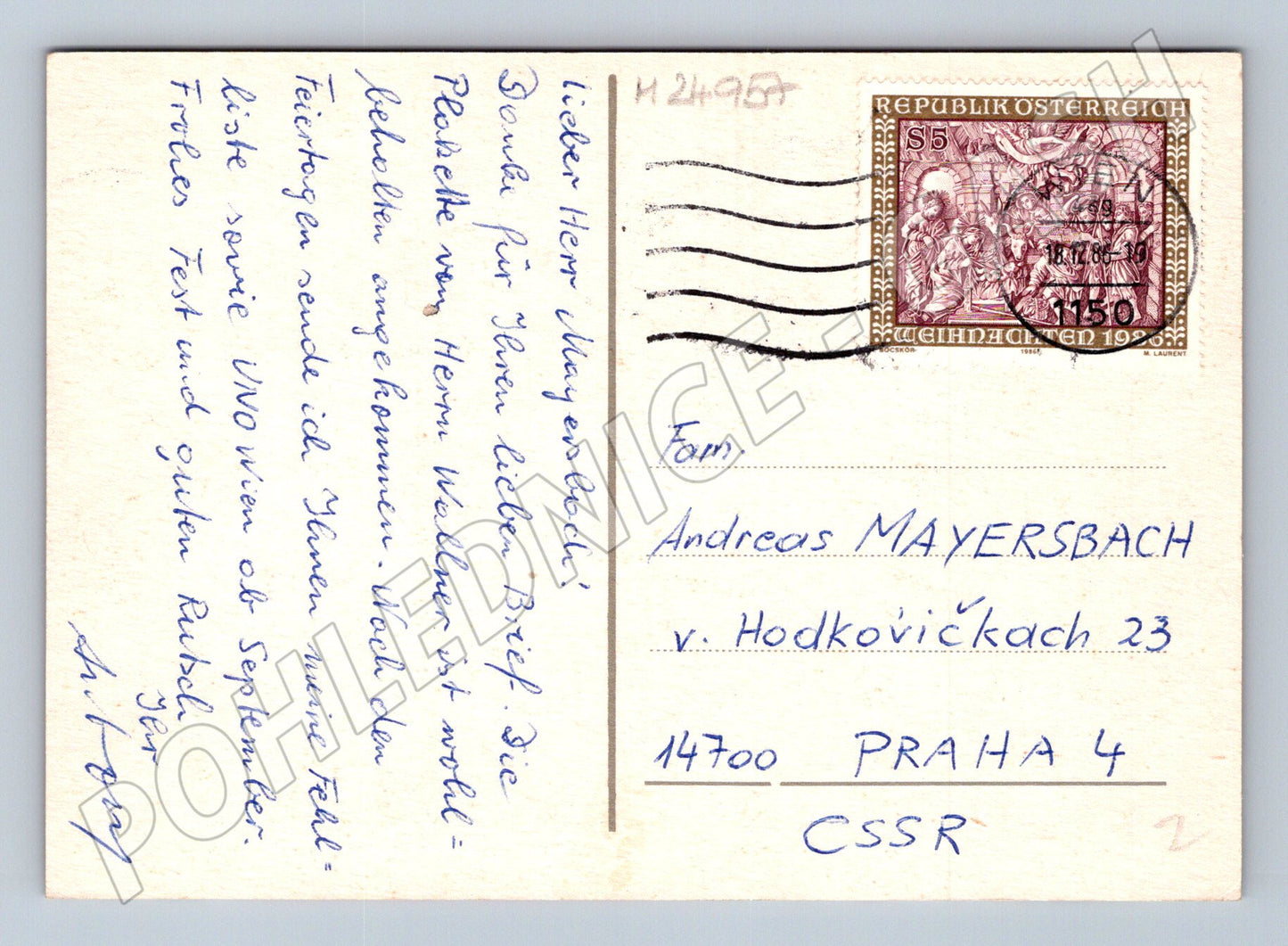Pohlednice Rakousko vánoční přání 1980 (M24957)