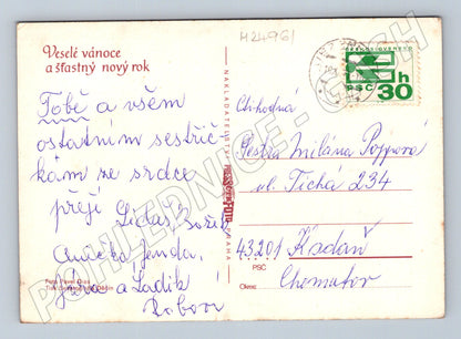 Pohlednice vánoční zátiší ořechy jablka (M24961)