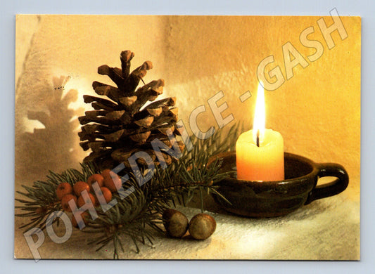 Pohlednice Vánoční zátiší svíčka 2002 (M24987)