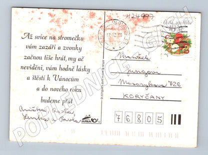 Pohlednice Vánoce zasněžená krajina svíčky 2008 (M24997)