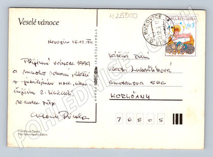 Pohlednice Vánoční zátiší ovoce víno 1999 (M25000)