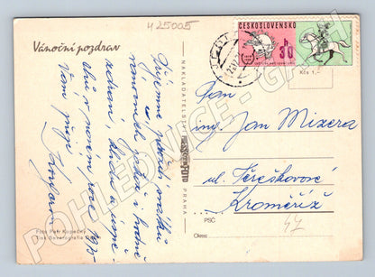 Pohlednice Československo Vánoční hvězda ozdoba 194X (M25005)