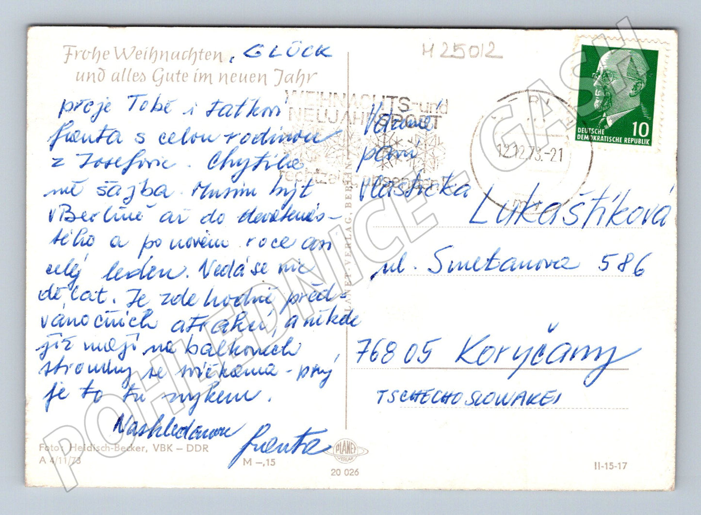 Pohlednice NDR vánoční svíčky a jehličí 1973 (M25012)