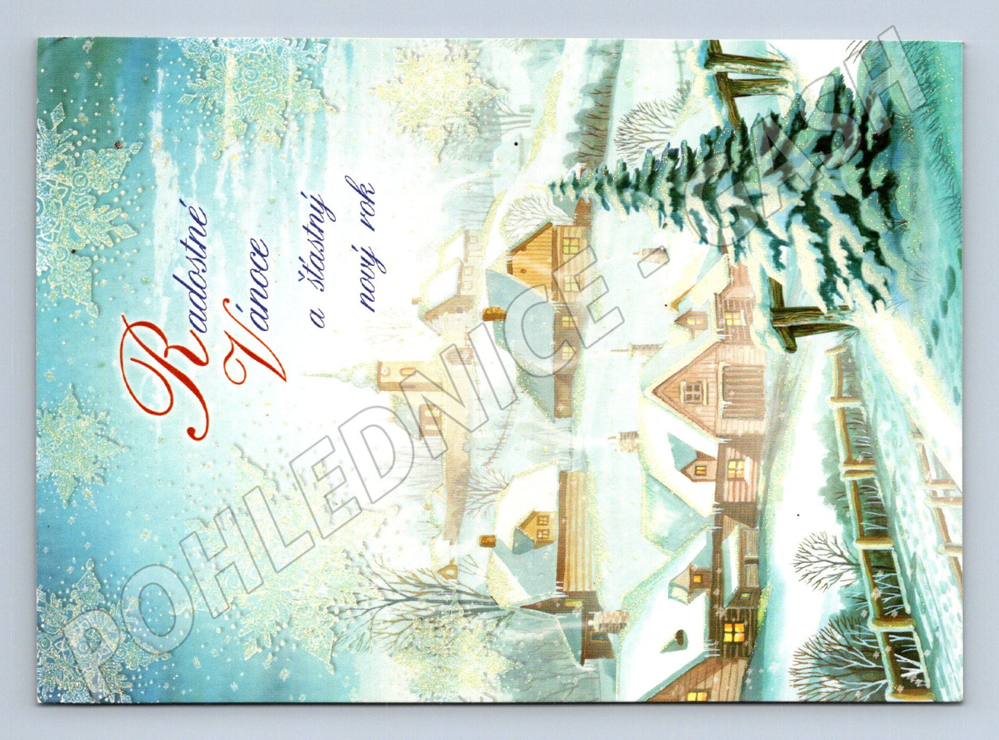 Pohlednice vánoční motiv zimní vesnice 2009 (M25023)