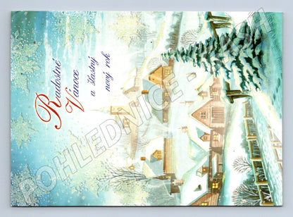 Pohlednice vánoční motiv zimní vesnice 2009 (M25023)