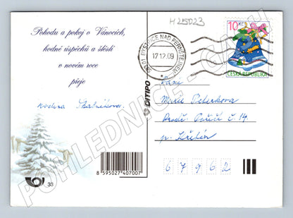 Pohlednice vánoční motiv zimní vesnice 2009 (M25023)