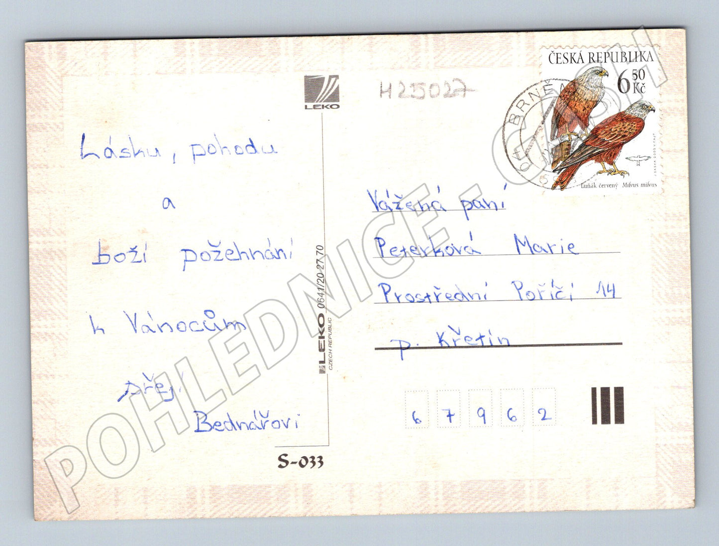 Pohlednice Vánoční jablka a ořechy (M25027)