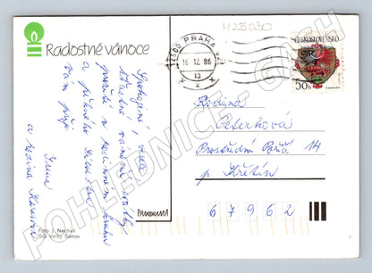 Pohlednice vánoční motiv ořechy cukroví 1986 (M25030)