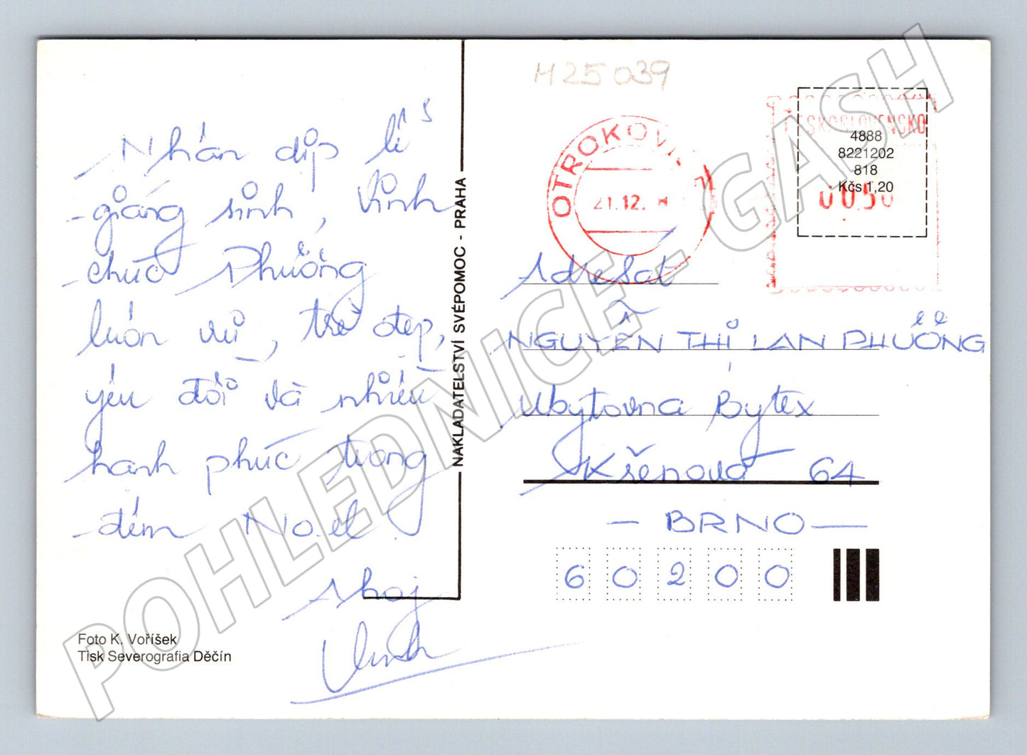 Pohlednice Vánoční motiv svíčka ořechy jablko 1972 (M25039)