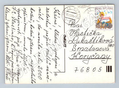 Pohlednice Vánoční motiv veverka ptáčci 1999 (M25045)