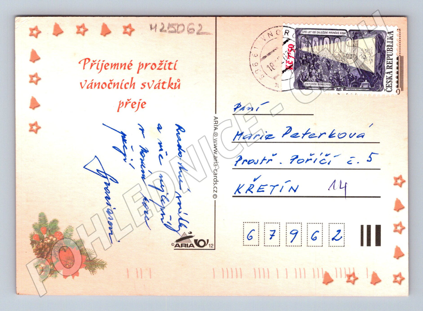 Pohlednice Vánoce svíčky a ovoce 2009 (M25062)