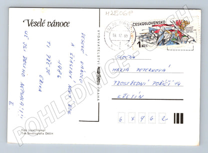 Pohlednice vánoční svíčka formičky cukroví 1985 (M25068)