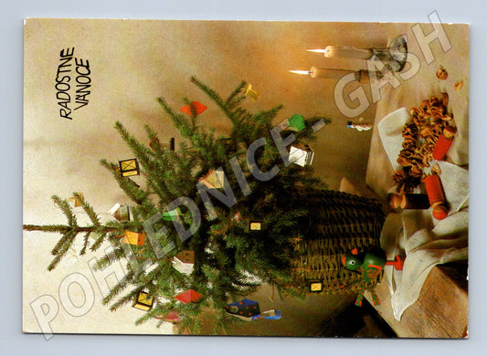 Pohlednice Vánoce stromeček 1985 (M25069)