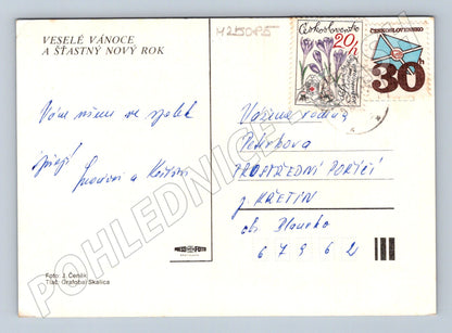 Pohlednice Vánoce svíčka hodiny (M25085)