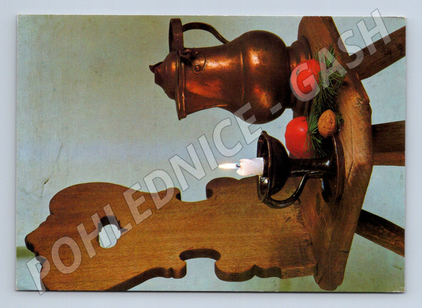 Pohlednice vánoční dekorace se svíčkou 1976 (M25087)