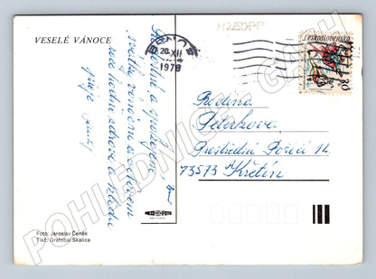 Pohlednice Vánoce jmelí podkova 1978 (M25088)