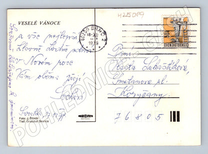 Pohlednice Vánoční zátiší svíčka ovoce 1979 (M25089)