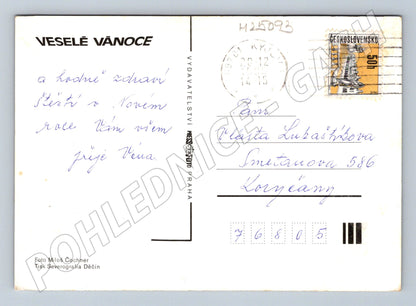 Pohlednice Vánoční zátiší s koláčem a jablky 1973 (M25093)