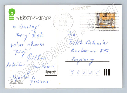 Pohlednice Vánoční motiv svíčka ořechy 1985 (M25095)