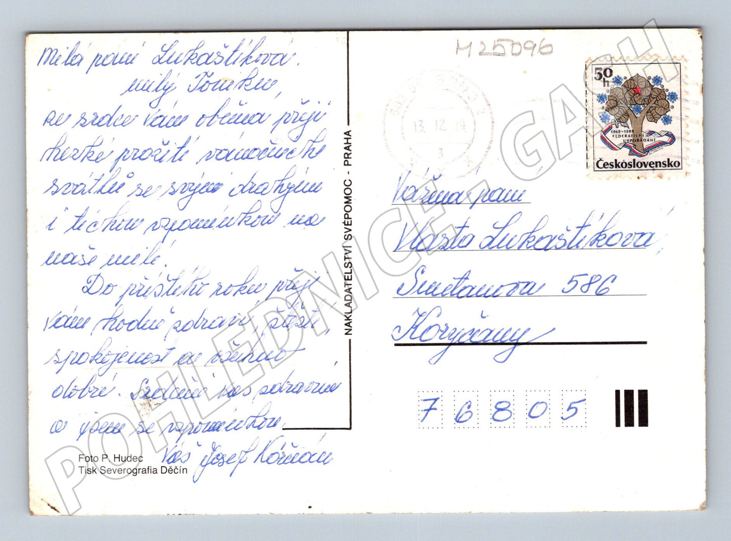 Pohlednice Radostné vánoce hodinky svíčka (M25096)