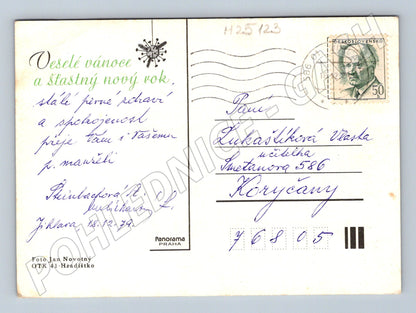 Pohlednice vánoční motiv svíčky a ořechy 1979 (M25123)