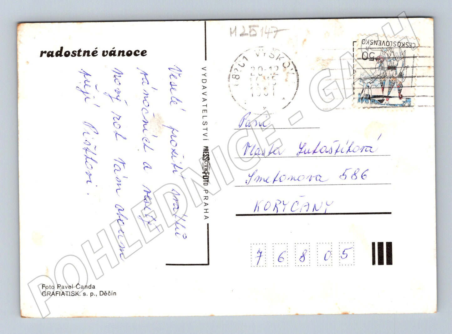 Pohlednice vánoční cukroví a svíčky 1981 (M25147)