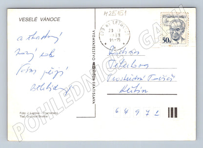 Pohlednice Československo vánoční stromek ornament 1989 (M25151)