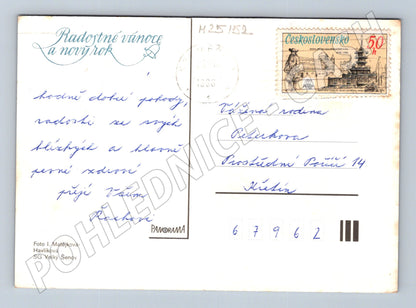 Pohlednice Vánoční zátiší jablka ořechy 1980 (M25152)