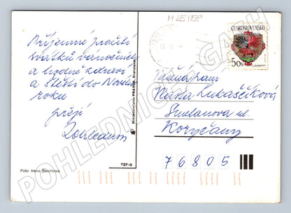 Pohlednice Vánoční zátiší se svíčkou 1982 (M25158)