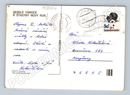 Pohlednice Vánoce svíčky a dárek 1965 (M25164)