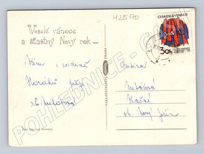 Pohlednice Vánoční ozdoby novoročenka 1970 (M25170)