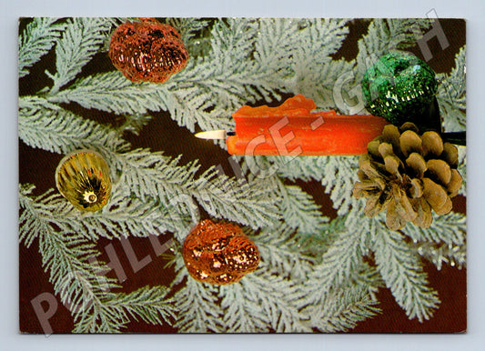 Pohlednice Vánoční dekorace se svíčkou 1979 (M25172)