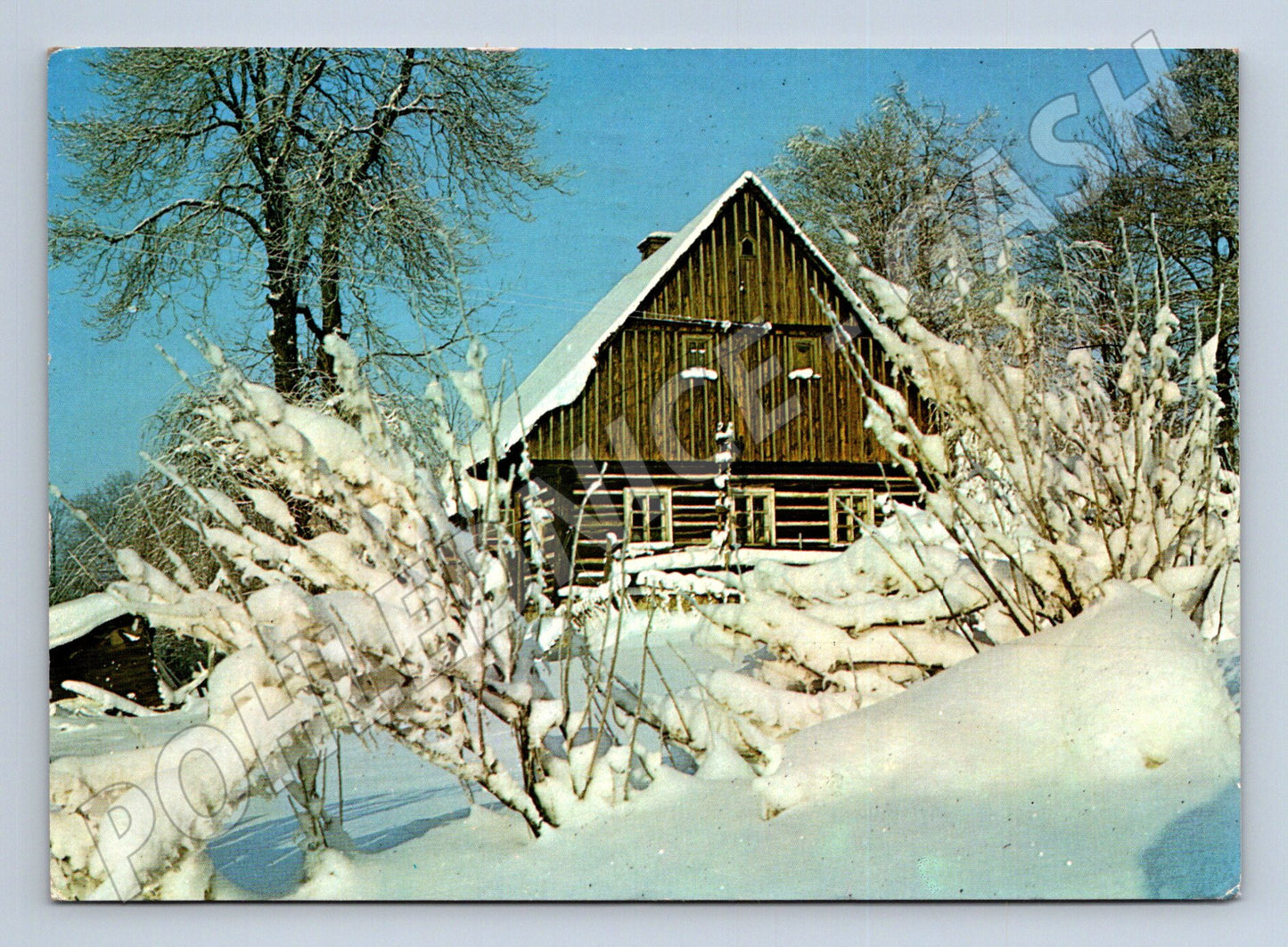 Pohlednice Vánoční zimní krajina chalupa 1970s (M25173)