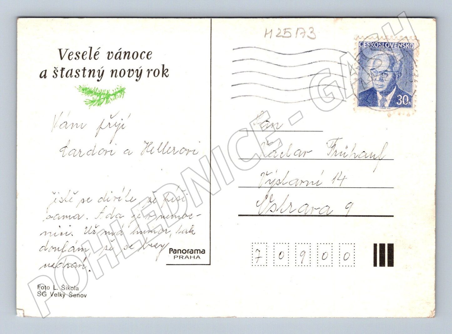 Pohlednice Vánoční zimní krajina chalupa 1970s (M25173)