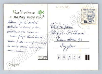Pohlednice Vánoční zátiší jehličí svíčka (M25183)