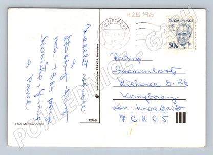 Pohlednice Vánoční zátiší ovoce jehličí svíčka 1983 (M25196)