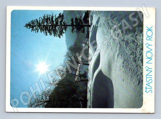 Pohlednice zimní krajina Šťastný Nový Rok 1970 (M25240)