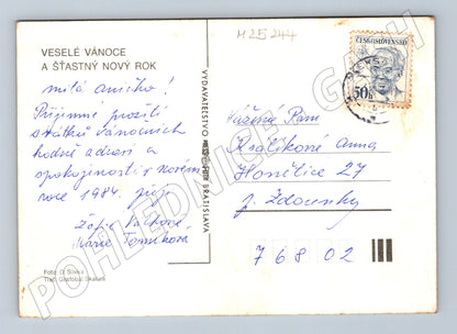 Pohlednice Československo zimní krajina stromy 1984 (M25244)