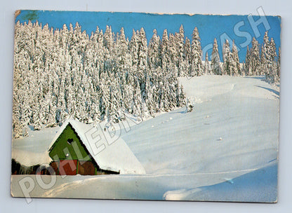 Pohlednice Vánoční krajina chalupa sníh (M25246)