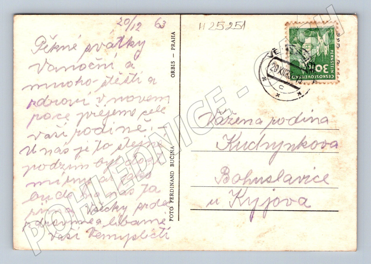 Pohlednice Vánoční motiv svíčka 1963 (M25251)