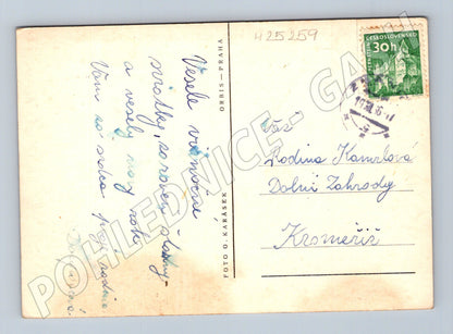 Pohlednice lyžaři na zasněženém svahu Vánoce Nový rok (M25259)