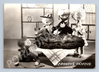 Pohlednice Vánoce maňásky Radostné Vánoce (M25261)