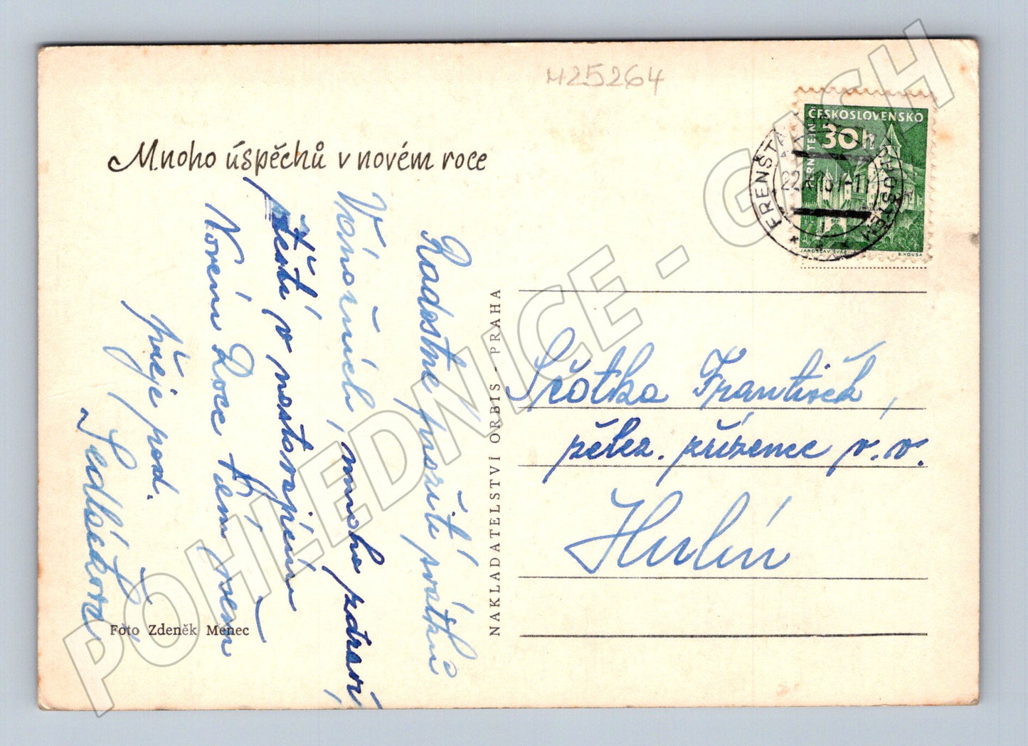 Pohlednice Novoroční zimní krajina s jinovatkou cca 1938 (M25264)