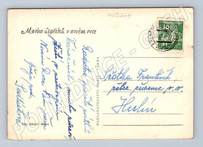 Pohlednice Novoroční zimní krajina s jinovatkou cca 1938 (M25264)