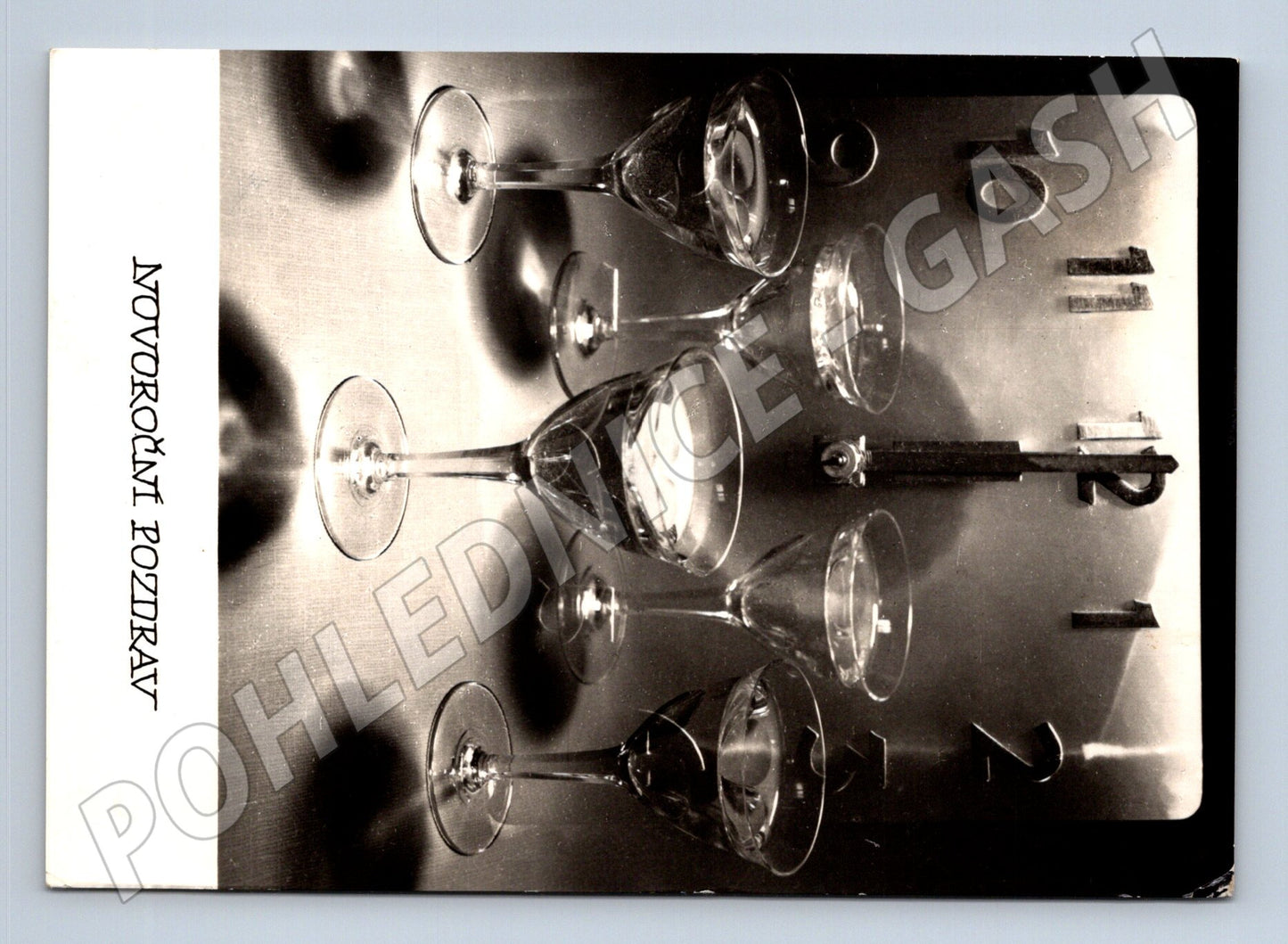 Pohlednice Novoroční pozdrav sklenice hodiny (M25267)