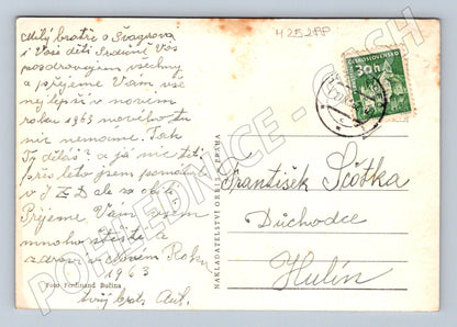 Pohlednice vánoční pozdrav svíčka námraza 1963 (M25288)