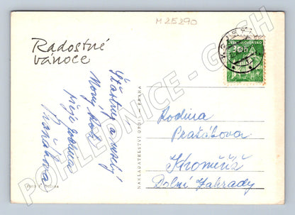 Pohlednice vánoční zátiší svíčky jablko 1957 (M25290)